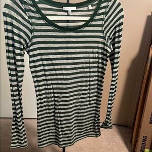 Women's Green Striped Long Sleeve Top